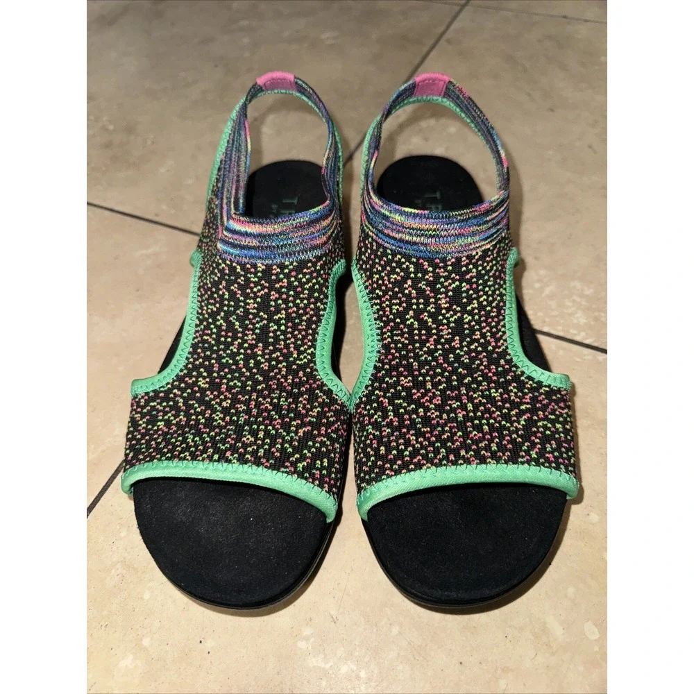 TRAQ by Alegria Women Knit Slingback Sandals‎ Multi Color Size 39